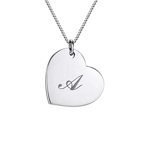 Classic Initial Heart Necklace Sterling Silver