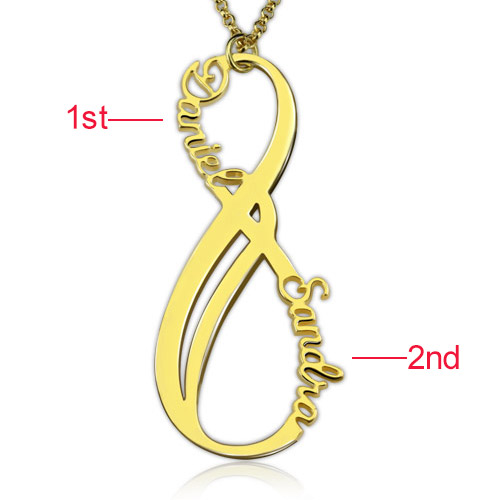 Custom Infinity Necklace Gold Plated Silver