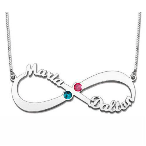 Infinity Necklace with Birthstones - Sterling Silver
