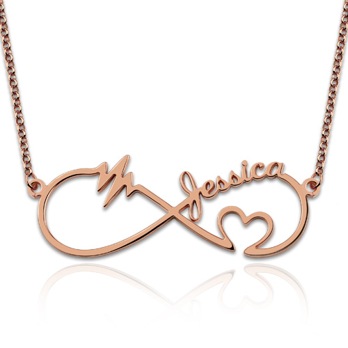 Infinity Heartbeat Necklace In Rose Gold