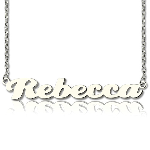 Sterling Silver Puff Font Necklace
