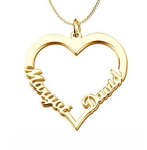 Gold Love Two Initial Heart Necklace Gold Plated Couple Nameplate oNecklace ® 