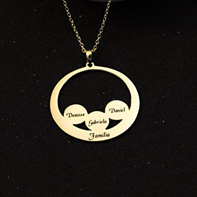 Classic Circle Engraved Necklace 18K Gold Plated