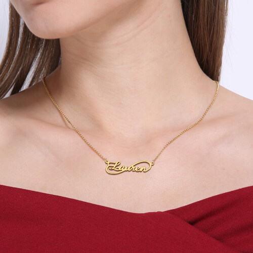 Unique Infinity Style Necklace Gold Plated