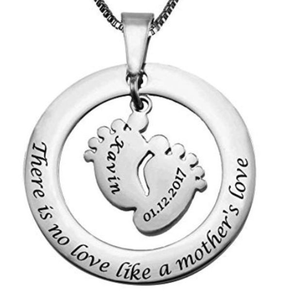 New Mom I Love You to the Moon and Back Silver Necklace