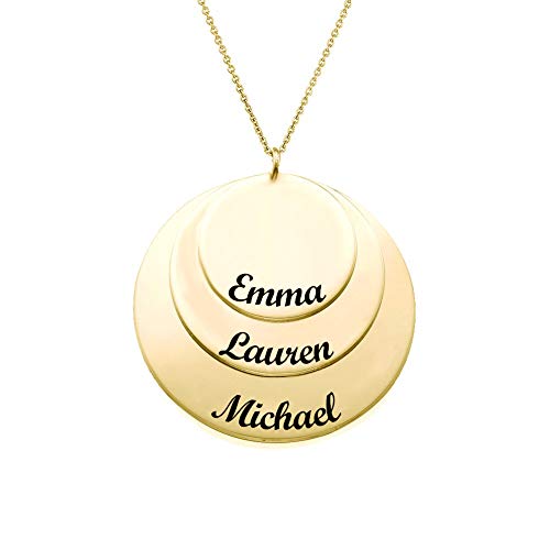 Engraved Rings Necklace 18k Gold Plated