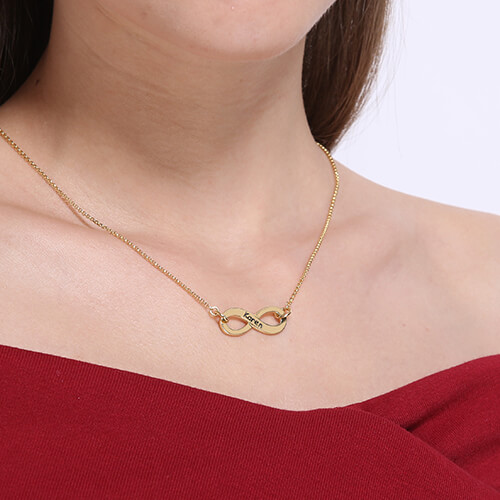 Engraved Infinity Name Necklace - Gold Plated