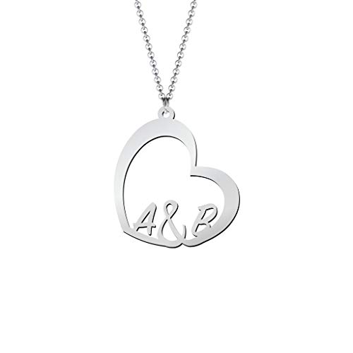 Initial Heart Necklace Sterling Silver