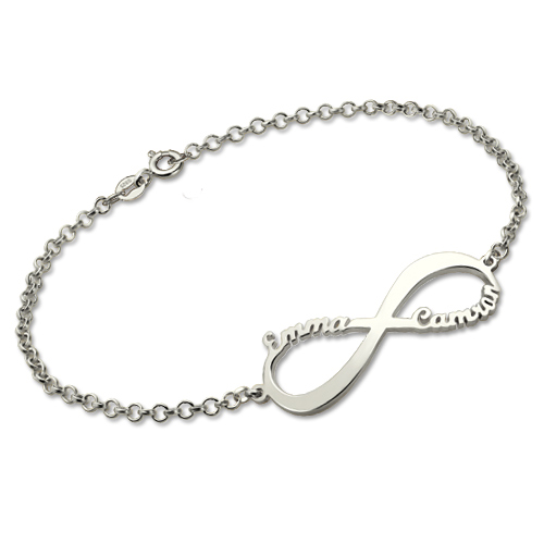 Personalized Infinity Two Names Bracelet Sterling Silver