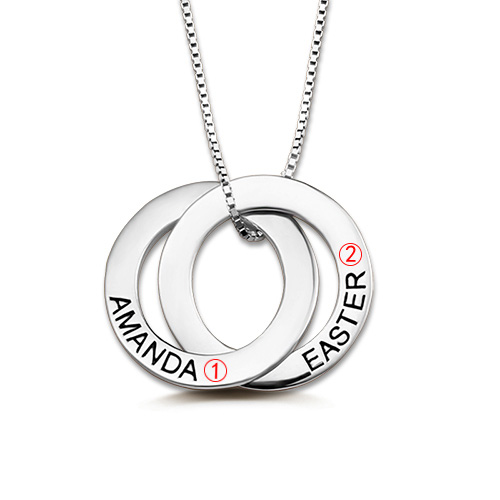 Custom Double Russian Ring Name Necklace In Sterling Silver