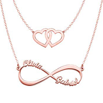 Hearts Infinity Necklaces Set For Her Rose Gold